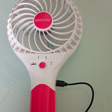 Geepas Handheld Mini Fan Rechargeable Battery 3 Speed White & Pink