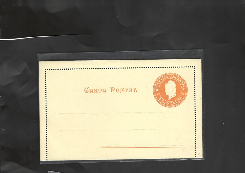 ARGENTINA-18??-POSTAL LETTER-PICTURE CARD-3 CENT ORANGE -MINT-VF-#32