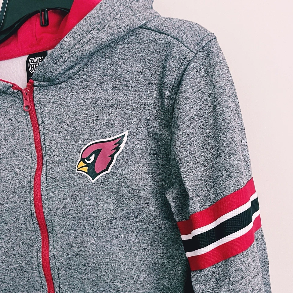 NFL Team Apparel Arizona Cardinals Gray Full Zip Hoodie Youth Boys Large 14-16 - Image 4 of 4