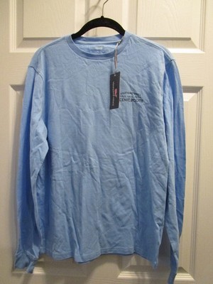 VINEYARD VINES WOMEN'S SCENIC ROUTE POCKET L/S BLUE T-SHIRT SIZE XS