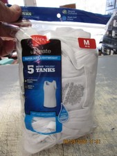 Hanes Boys 5 Tagless Ribbed Tanks White Size Medium Wicks Cools FREE Shp