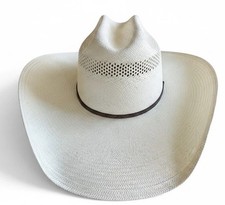 Stetson SSPLAT Straw Western Hat 7 3/8 Natural Vented 4 1/4 Brim USA