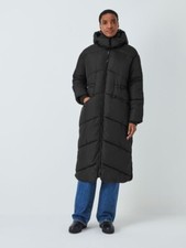 John Lewis Puffer Coat Size 12 Black Longline Removable Hood - Bnwt - Rrp£129
