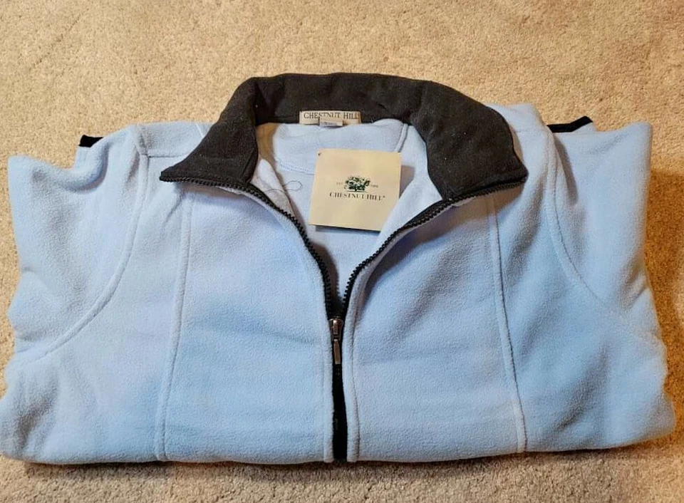 Chestnut Hill Mujer Microfleece Cremallera Completa Chaqueta, Azul Claro Talla Pequeña Cremallera Foto 3 de 4