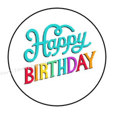 30 HAPPY BIRTHDAY ENVELOPE SEALS LABELS STICKERS PARTY FAVORS 1.5" ROUND