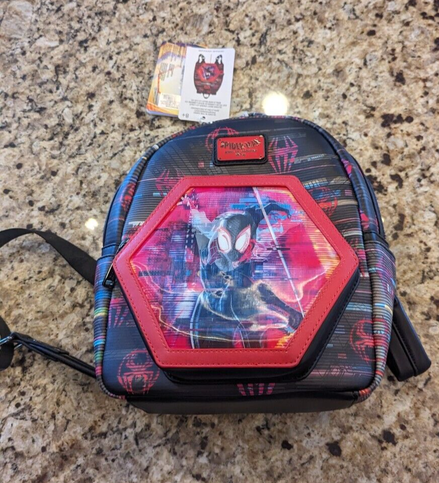 across the spider verse mini backpack Spider-Man: Spider-Verse Web Mini-Backpack way top zipper closure to secure your items inside Lounge Fly Marvel Spiderman Across