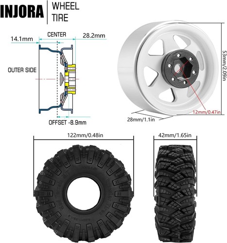 High-Performance 1.9 Mud Terrain Tires and Beadlock Wheel for Axial 90046 Pro - Picture 5 of 11
