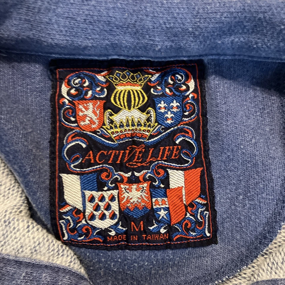 Polo de rugby Active Life vintage azul e amarelo manga longa M - Imagem 4 de 4