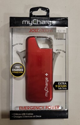 myCharge 2 Micro-USB Emergency Power Bank 2000mAh up to 9 hours of talk time New