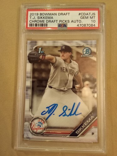 2019 Bowman Chrome Draft T.J. Sikkema AUTOGRAPH #CDATJS Graded PSA 10 Rookie - 第 3/3 張圖片