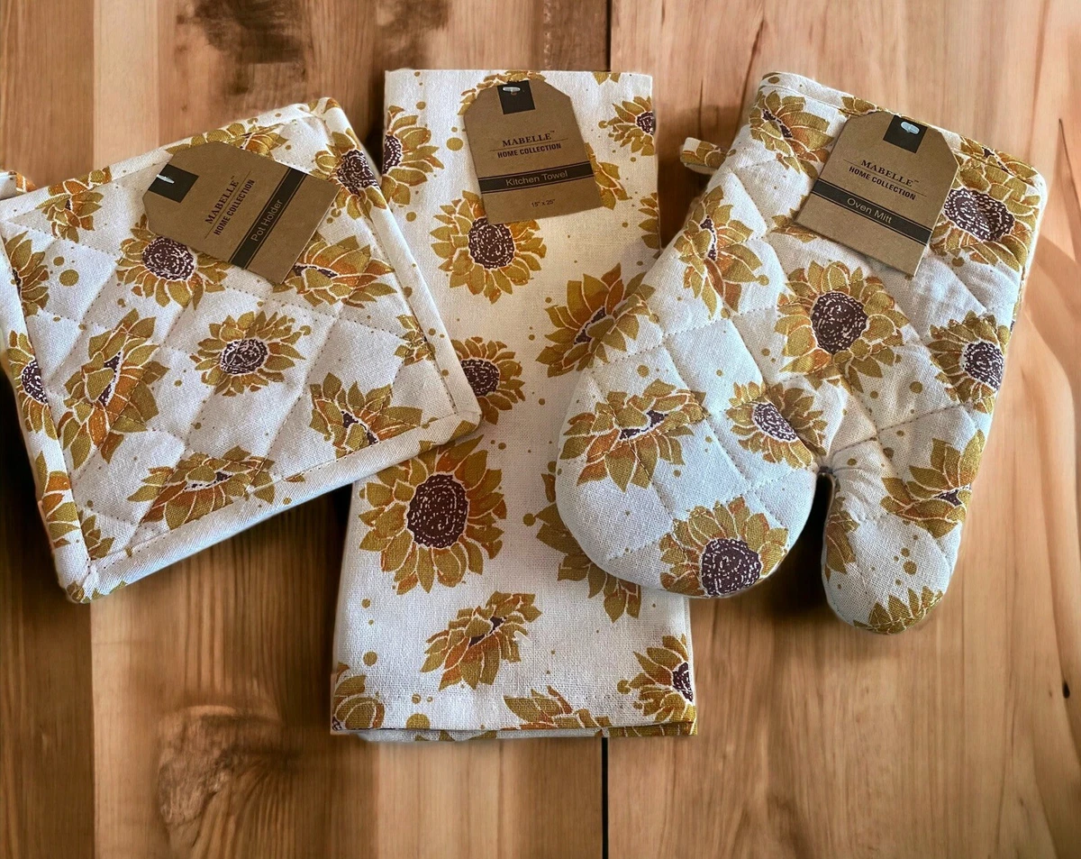 Kitchen floral printed pot holder oven mitt kitchen towel set 100