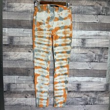 Hudson Size 25 Barbara Super Skinny Jeans Made in USA Orange/Gray Tie Dye