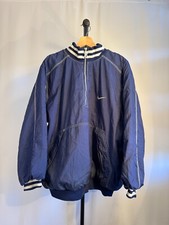 Vintage 90s Nike Jacket Pullover 1/4 zip Fits Medium Navy Blue 24x26