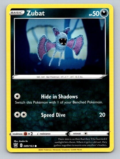 2021 Pokemon Card Battle Styles Zubat 89/163