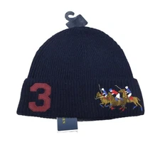 Polo Ralph Lauren Men's Rib Knit Cuffed Beanie Polo Match " 3 " Dark Navy Hat