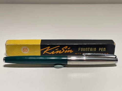 VINTAGE RARE USED CHINA GREEN FOUNTAIN PEN "KIN SIN" 615 WITH IRIDIUM TIPPED NIB - Picture 2 of 13
