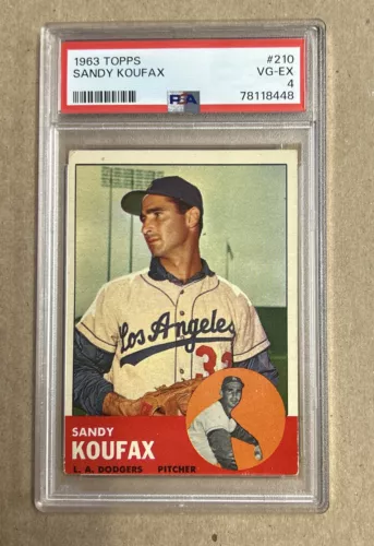 1963 Topps Baseball Sandy Koufax Los Angeles Dodgers Card #210 PSA 4