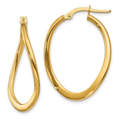Real 14kt Yellow Gold 2mm Polished Tapered Twist Hoop Earrings