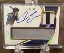 2019 Immaculate Jake Bauers Dual Patch Auto SP 47/49 On Card Gameworn Refractor
