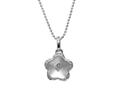  Schöner Platin Diamant Blume Halskette Anhänger 