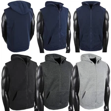 Thicker Tech Fleece Vest Hoodie Mens Sport Jacket Pockets Zip Up Flannel Hooded