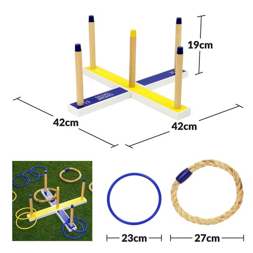 Garden Quoits Wooden Ring Toss Game, Outdoor Family Lawn Fun, 5 Rope 10 Rings - Picture 7 of 7