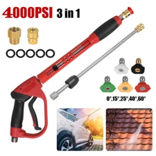 4000PSI High Pressure Car Power Washer Spray Gun Wand Lance Nozzle Tips Hose Kit