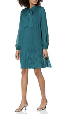 dkny emerald green dress Women's Tie Neck - SEA - SIZE 4 $139 Ruched dress