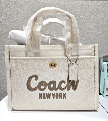 COACH NWT CAM75 Cargo Tote Bag 13.5'' (Length) CHALK Color Leather Handbag B4