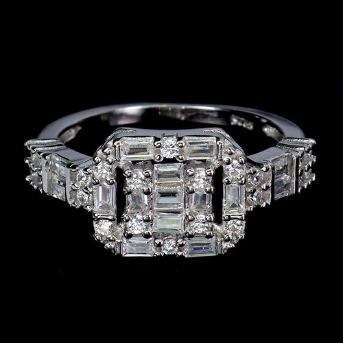 925 Sterling Silver Ring Baguette Simulated Cz Gemstone Jewelry Size 8 - Picture 2 of 13
