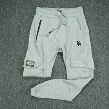 Young LA Pants Mens Small Gray Cargo Jogger Athletic Pockets Tapered *