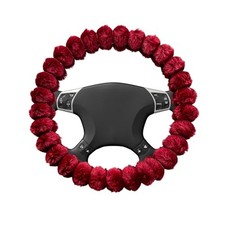 Fluffy Car Steering Wheel Cover, 14.5-15 Inches Anti-Slip Plush Fuzzy Red