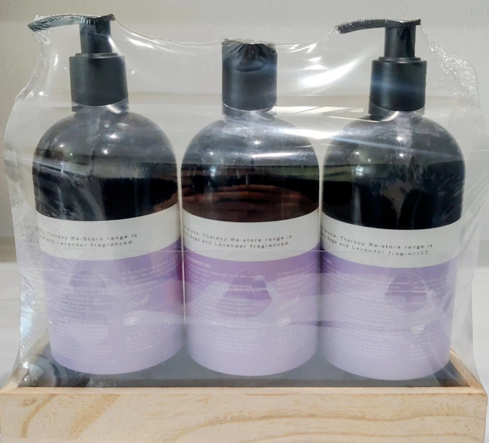Pecksniff's England Aroma Therapy Re-Store 3 piezas gel de ducha lavado de manos loción corporal Foto 3 de 3