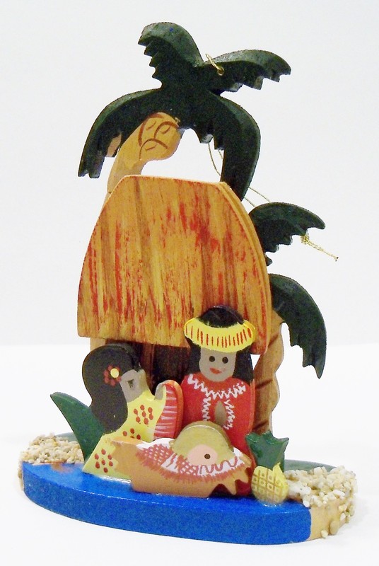 Nativity Creche Scene Schmid Emgee Wood Wooden Vintage 1983 Christmas Ornament