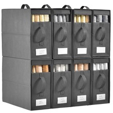 Large Bed Sheet Organizers and Storage,8 Pack Linen Closet 8 Pack, Grey