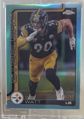2025 Topps Chrome Teal Refractor T.J. Watt Pittsburgh Steelers #258 /299 🏈🔥