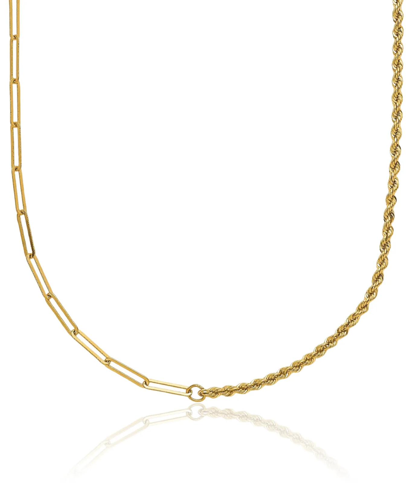 14K Solid Yellow Gold Paperclip Rope Link Chain Necklace | eBay