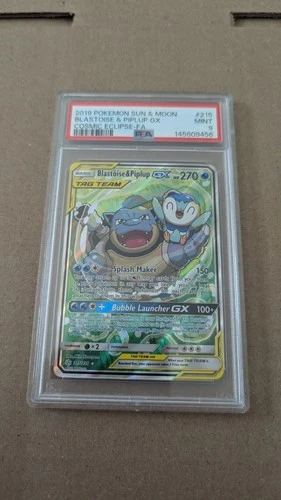 FA BLASTOISE PIPLUP GX TAG TEAM PSA 9 2019 POKEMON SUN MOON COSMIC ECLIPSE #215
