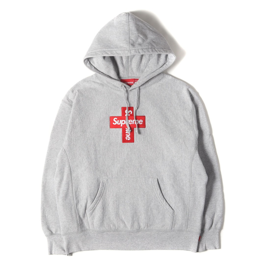 Supreme Hoodie Heather Grey Sz: S 20AW Crossbox Logo Sweatshirt Used BEEG-0