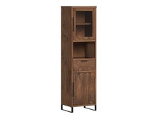 Woodkings Vitrine Sydney Holz Pinie 50x185cm Hochschrank Glasschrank Holzschrank