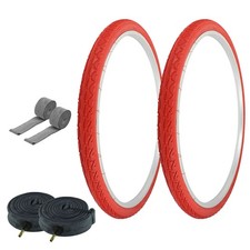 PRO TIRES 700 x 40 Red P-1134 W/ HEAVYDUTY TUBES,RIM STRIPS 48mm Schrader Valve