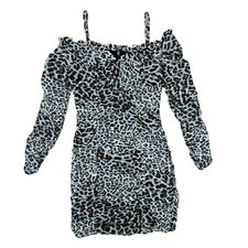 Guess by Marciano 4 Wild Cat Leopard Print Cold Shoulder Ruched Mini Party Dress