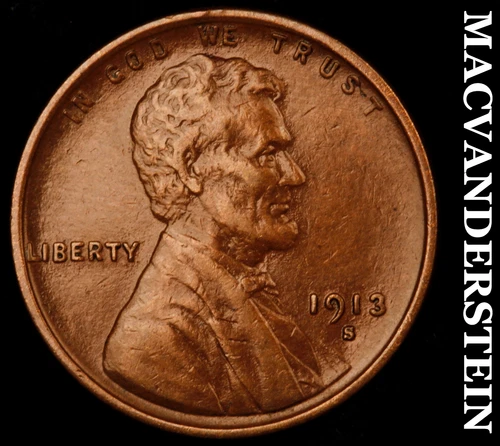 1913-S Lincoln Wheat Cent- Semi Key Better Extra Fine+ No Reserve #i5373