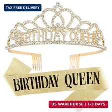 CAVETEE Gold Birthday Crowns and Sash - Queen...