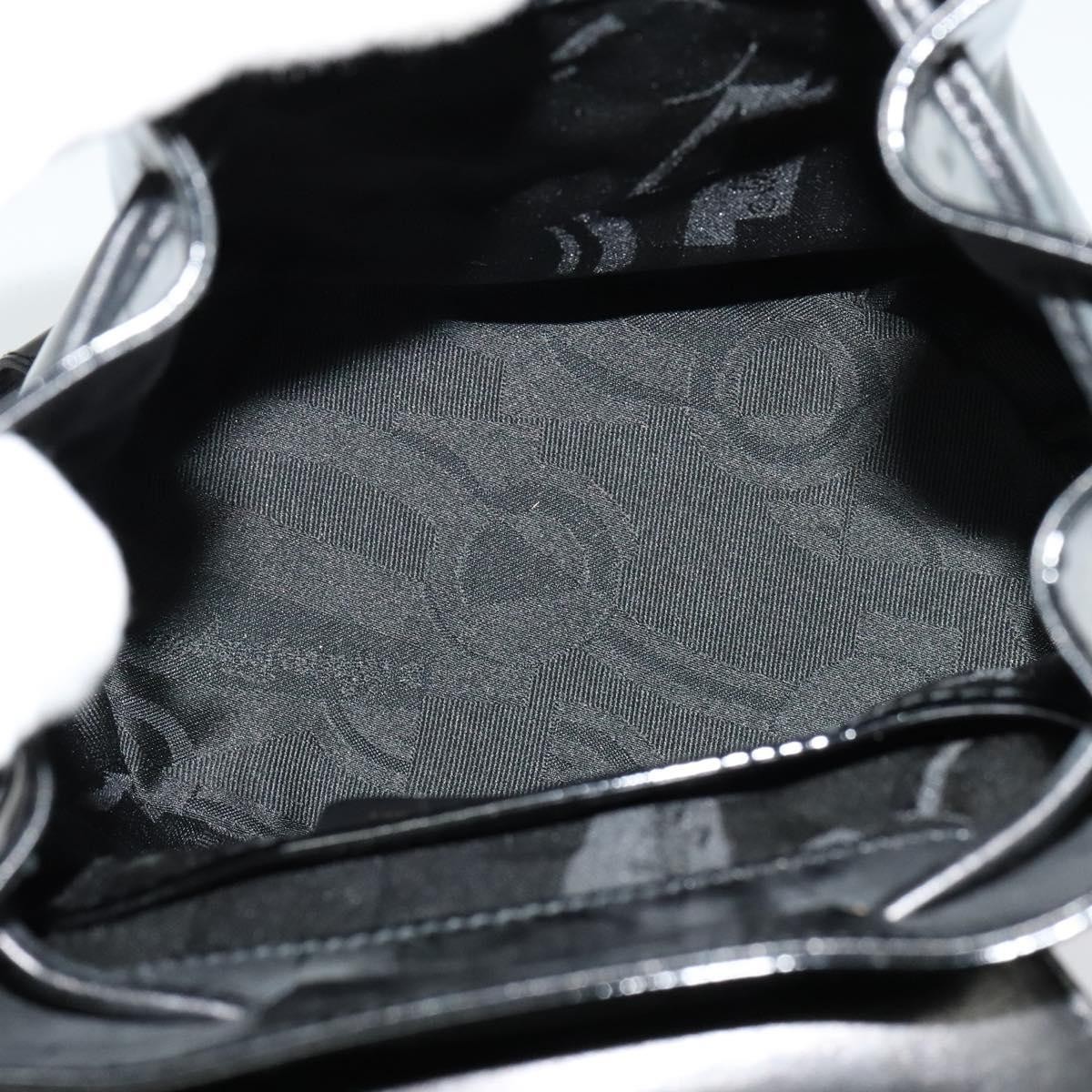 Salvatore Ferragamo Gancini Backpack Enamel Black Silver Auth KD548 Salvatore Ferragamo Gancini Backpack Enamel Black Silver  main image 3