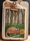 ACEO ATC Original Watercolor Mouse In The Forest Painting Signed 3.5x2.5 Inches — photo 2