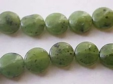 CANADIAN JADE 8mm FLAT ROUND SEMI PRECIOUS STONE BEADS sp241