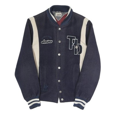HILFIGER DENIM Herren Navy/Creme Letterman Jacke S Varsity Knopf