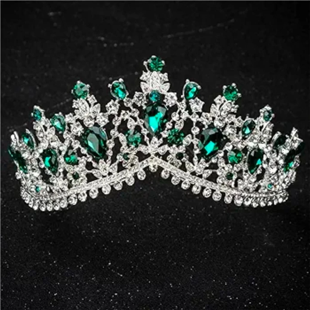 Tiara De Cristal Para Boda O Fiesta | Diseño Elfo Con Hojas Y Rhinestones | Color Plata, Ajustable