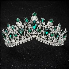Emerald Wedding Tiara for Women, Green Bridal Crown Princess Queen Birthday Prom